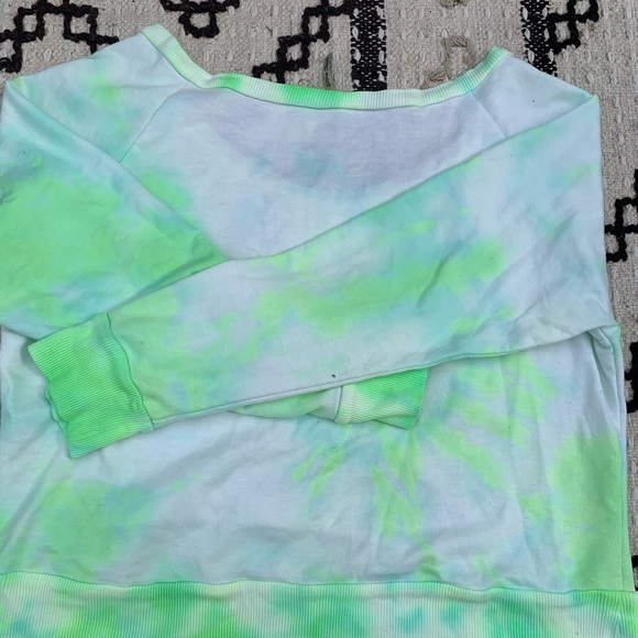 NWT neon green/white tie dye L/S crop sweatshirt - Picture 11 of 16